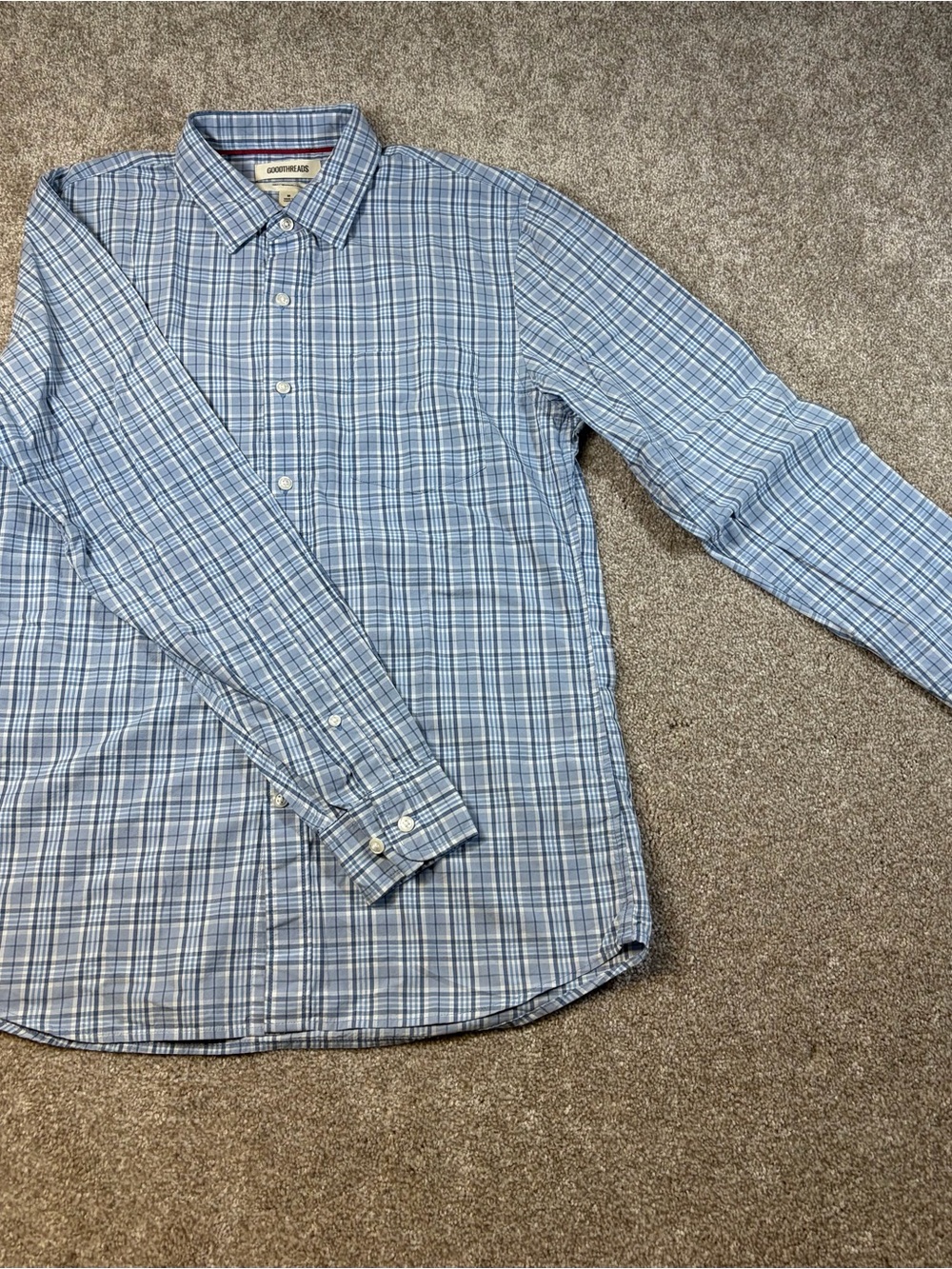 Goodthreads slim fit Light Blue Plaid Men's Button-Down Shirt